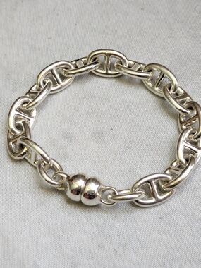 Milor Sterling Silver Bracelet Anchor Mariner 7.5" Puffy Hollow Italy